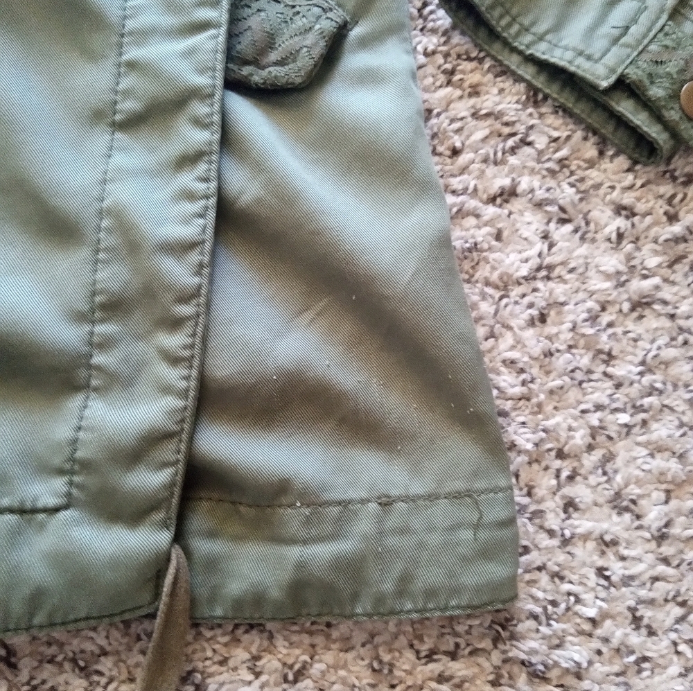 Anthropologie Hei Hei Etta Layered Drawstring Anorak Jacket Lace Green Size XS - Picture 11 of 12